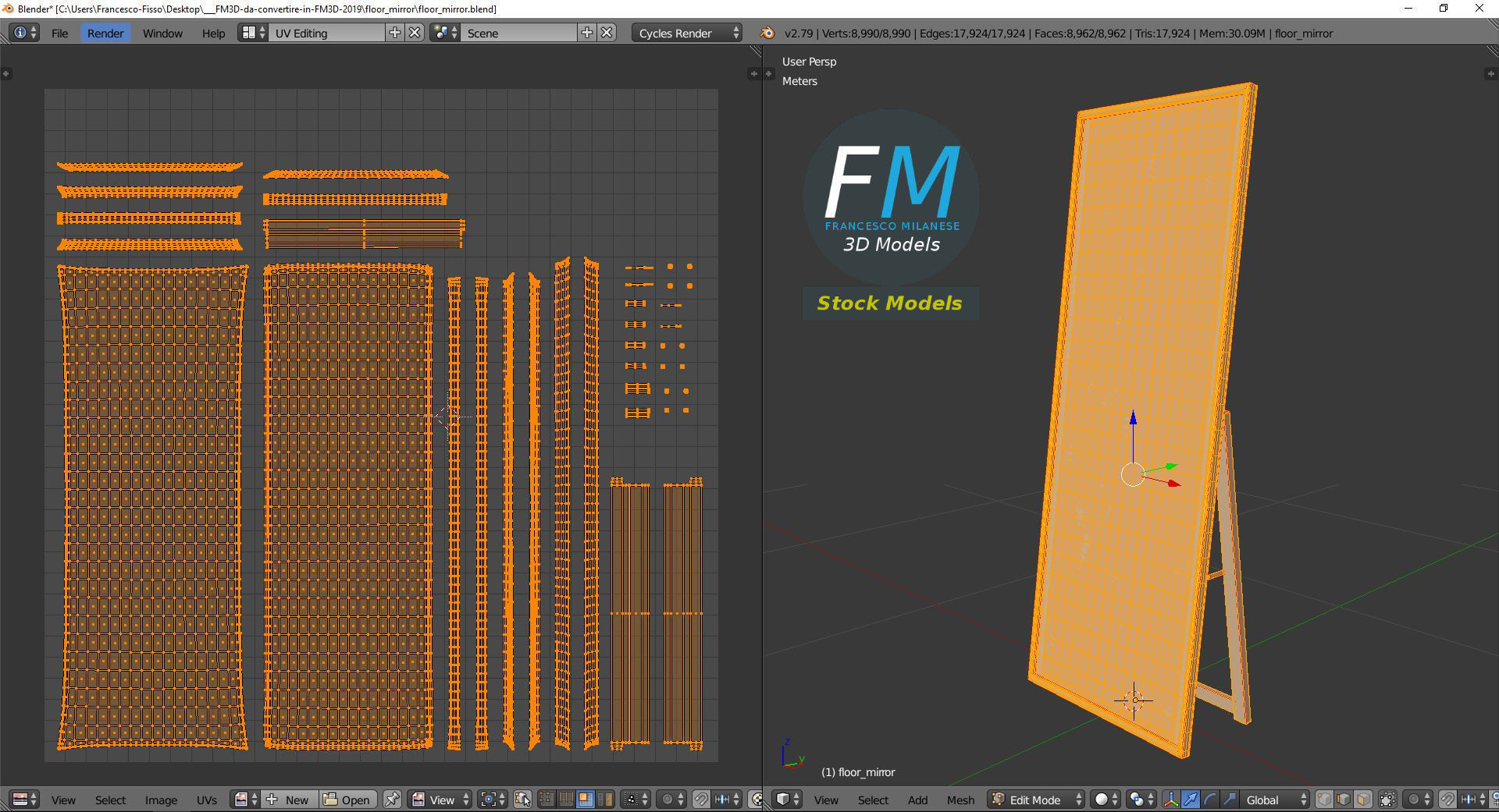 Floor mirror 3D model_10
