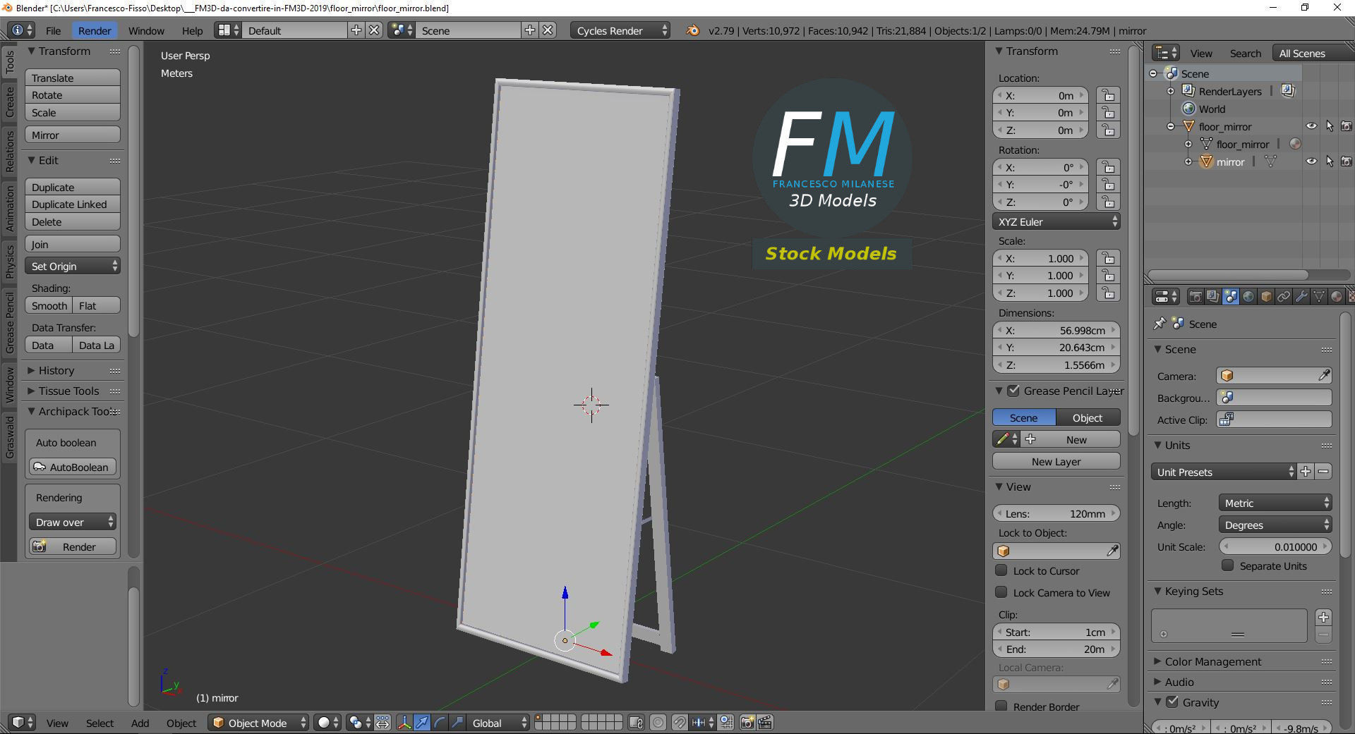 Floor mirror 3D model_9