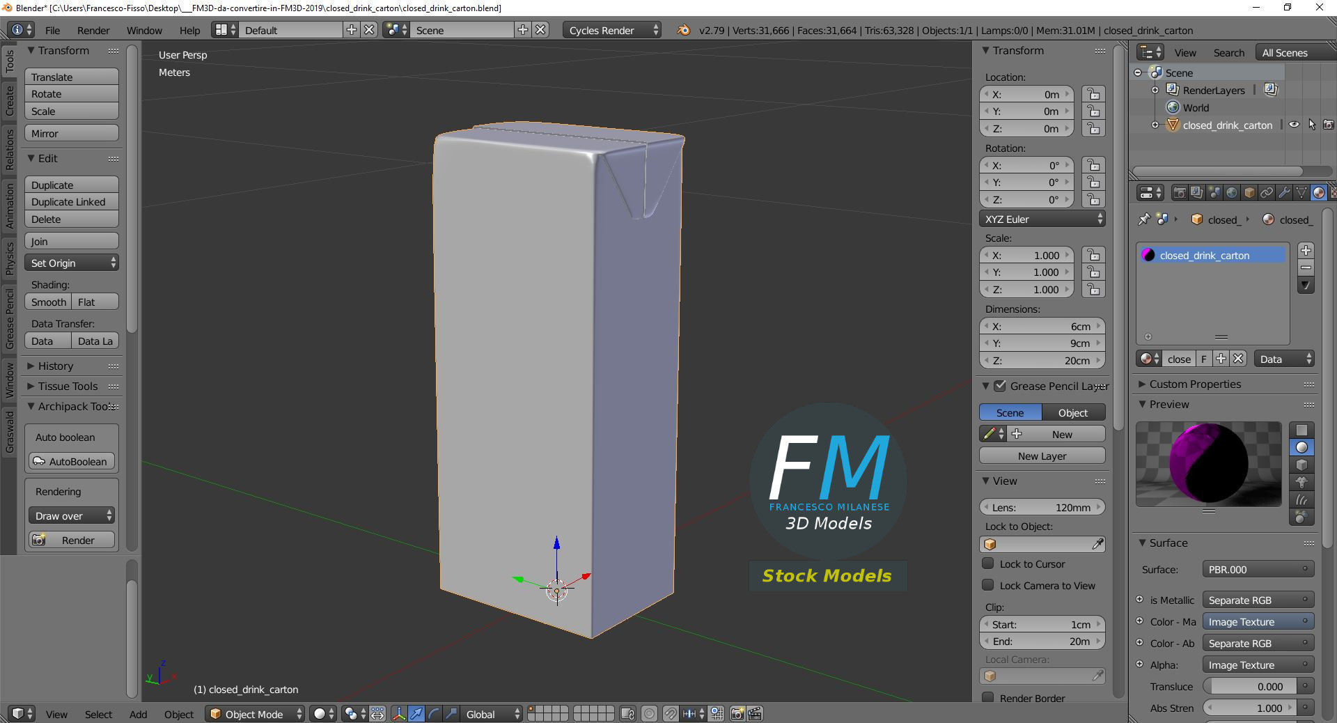 Closed drink carton 3D model_9