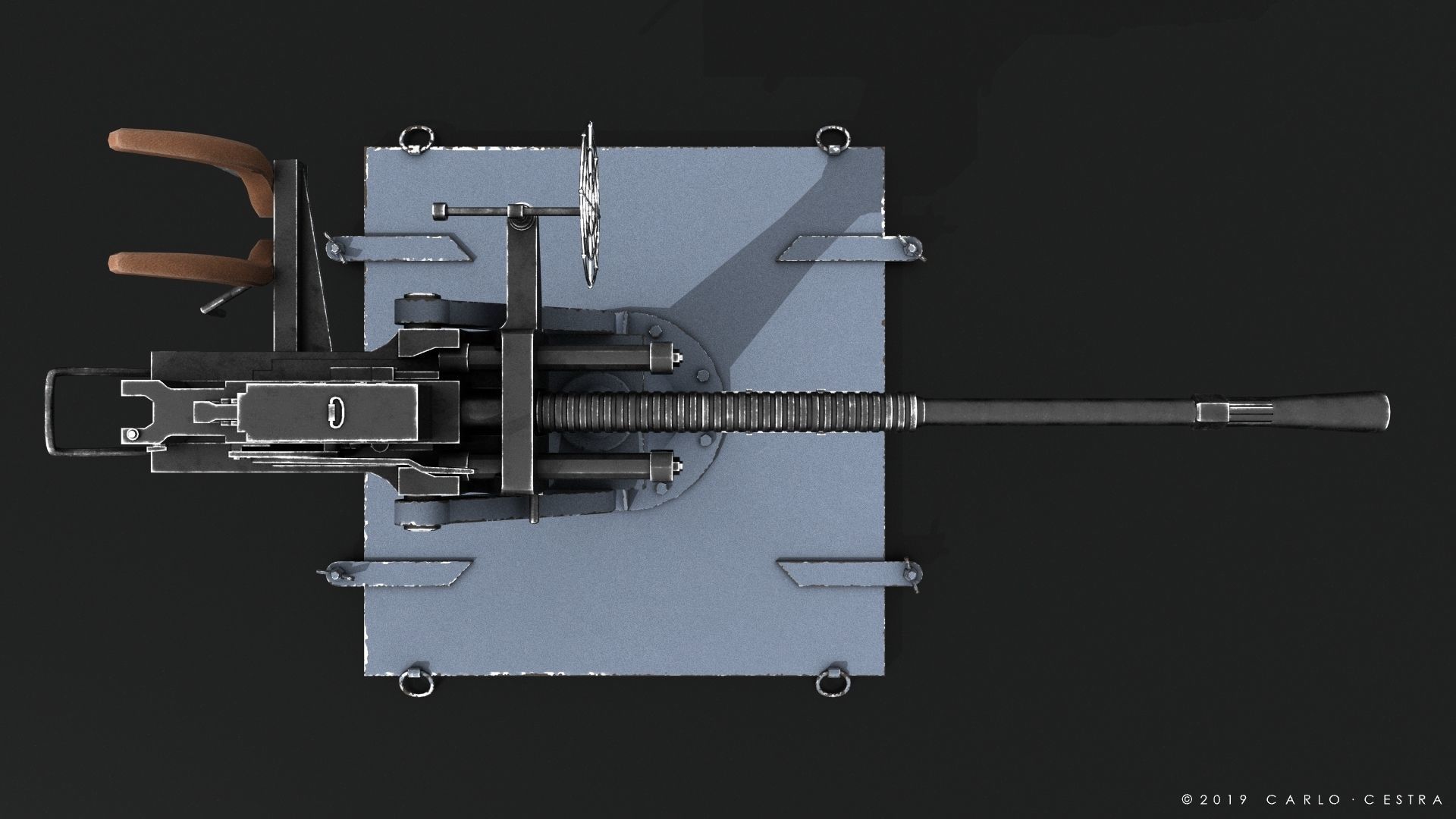 Type 96 - 25mm AT-AA Japanese single gun Low-poly 3D model_14