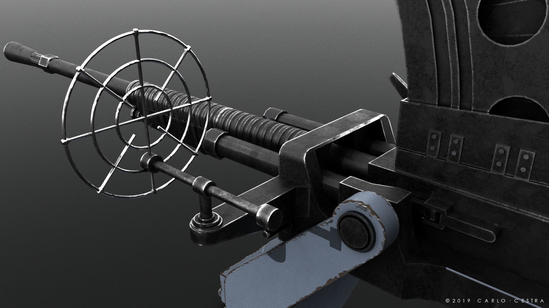 Type 96 - 25mm AT-AA Japanese single gun Low-poly 3D model_8