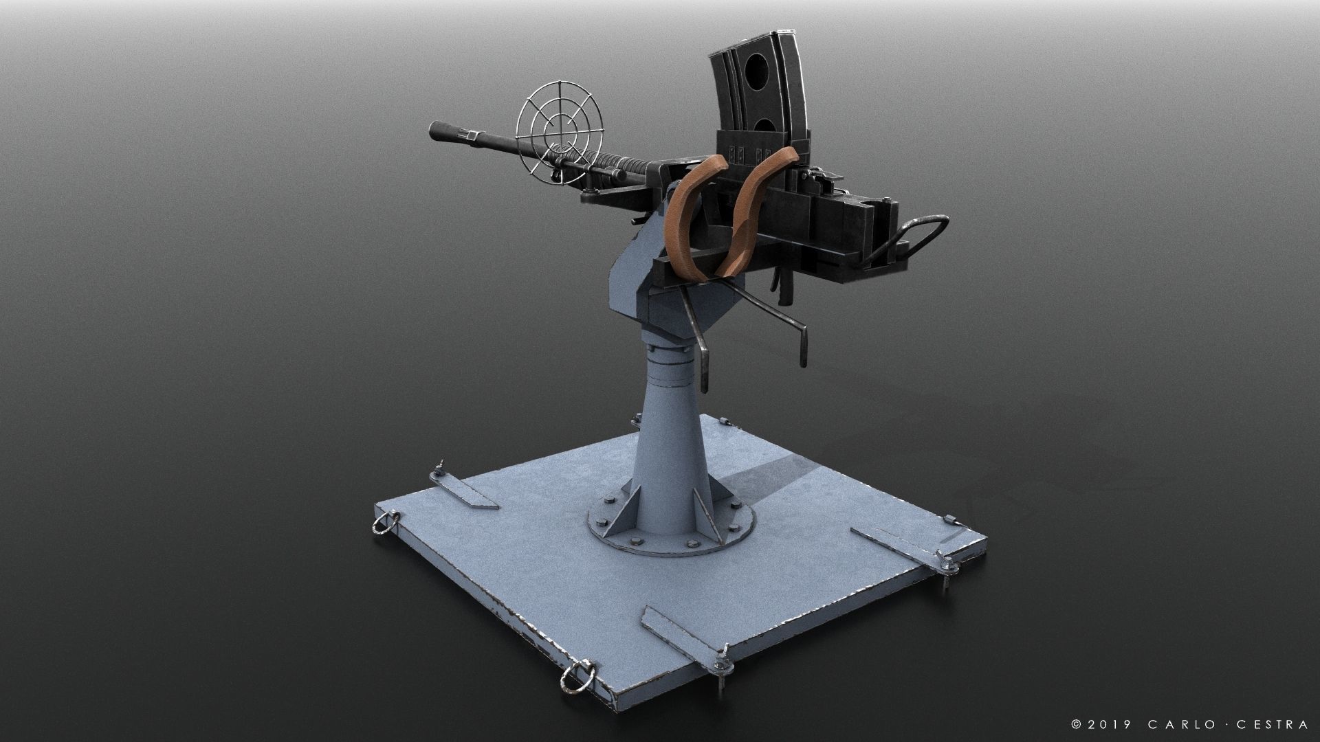 Type 96 - 25mm AT-AA Japanese single gun Low-poly 3D model_1