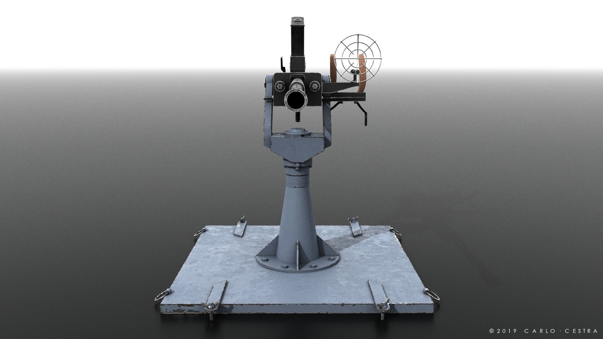 Type 96 - 25mm AT-AA Japanese single gun Low-poly 3D model_3