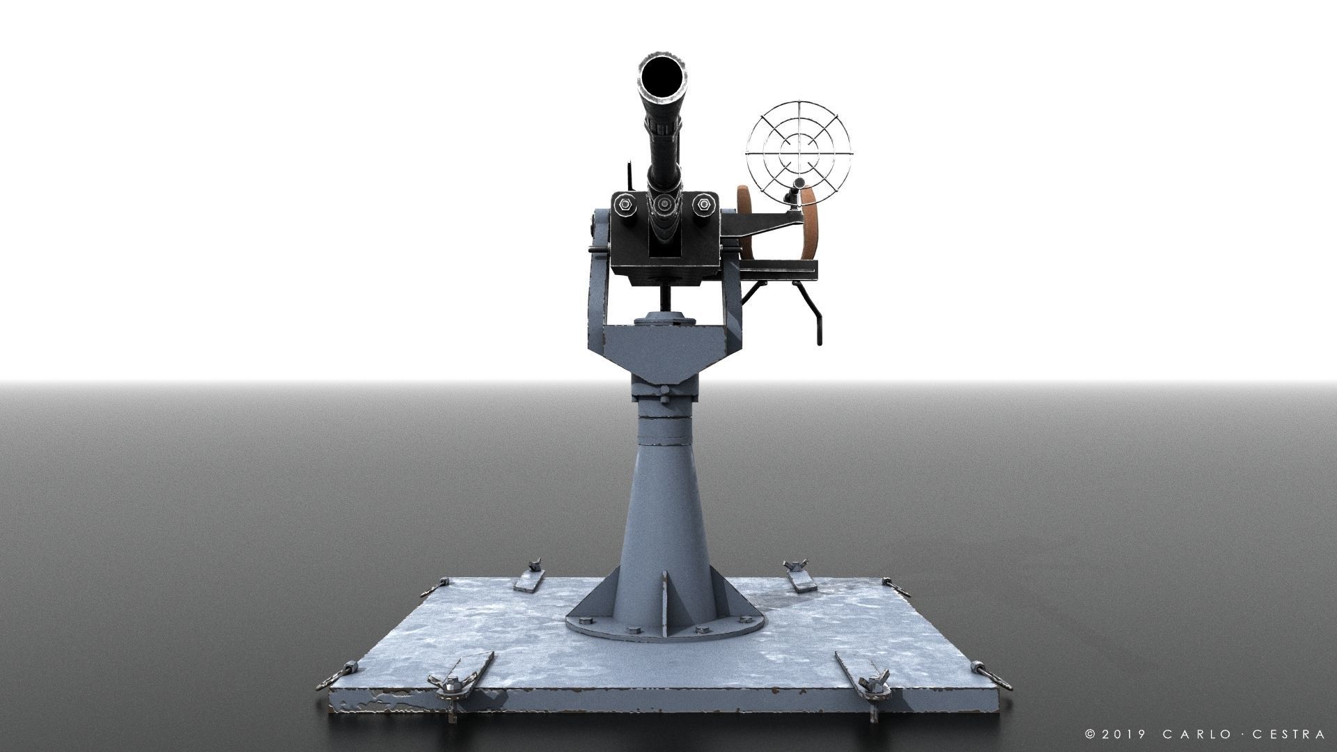 Type 96 - 25mm AT-AA Japanese single gun Low-poly 3D model_12