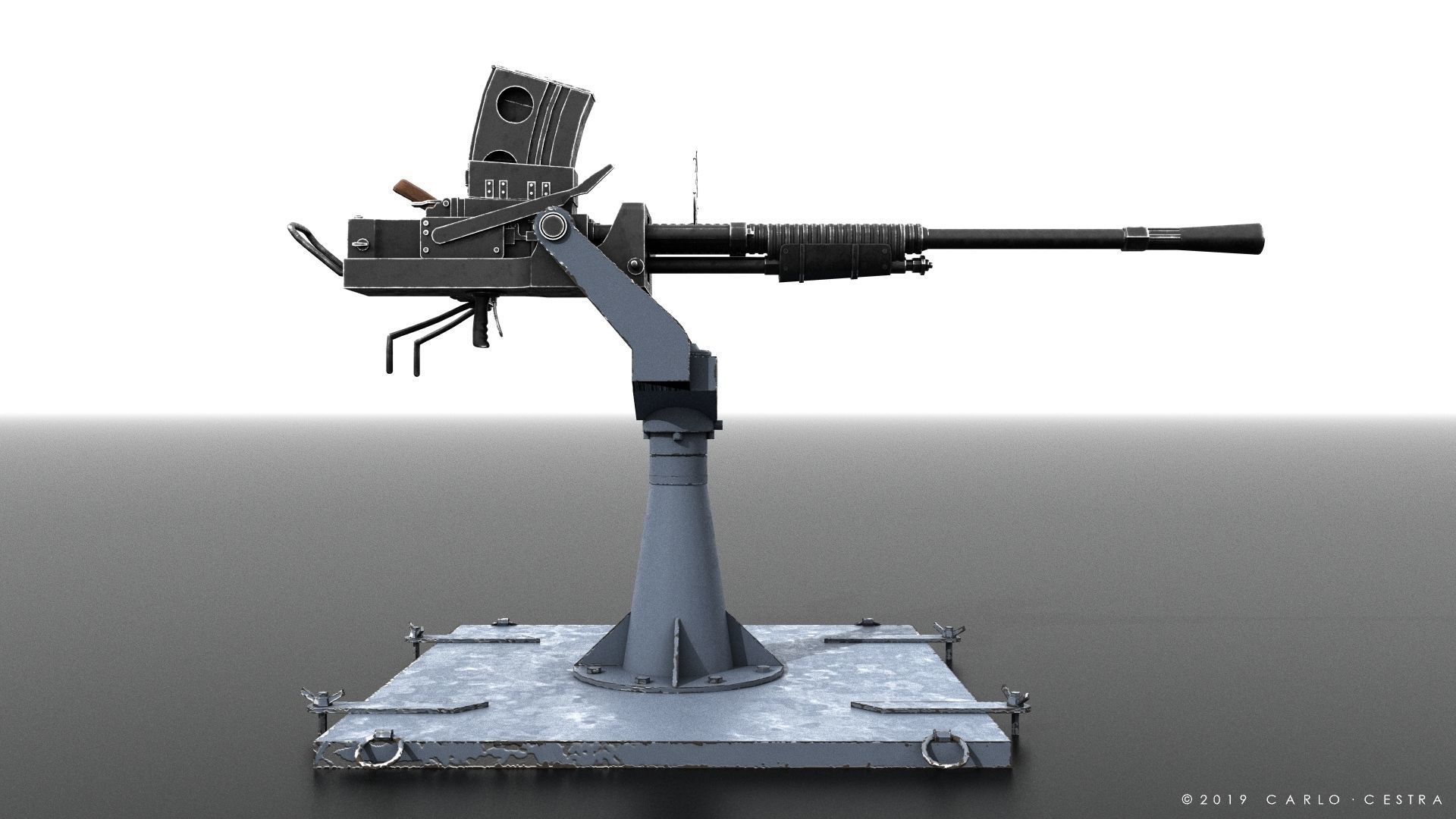Type 96 - 25mm AT-AA Japanese single gun Low-poly 3D model_11