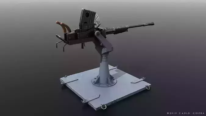 Type 96 - 25mm AT-AA Japanese single gun Low-poly 3D model