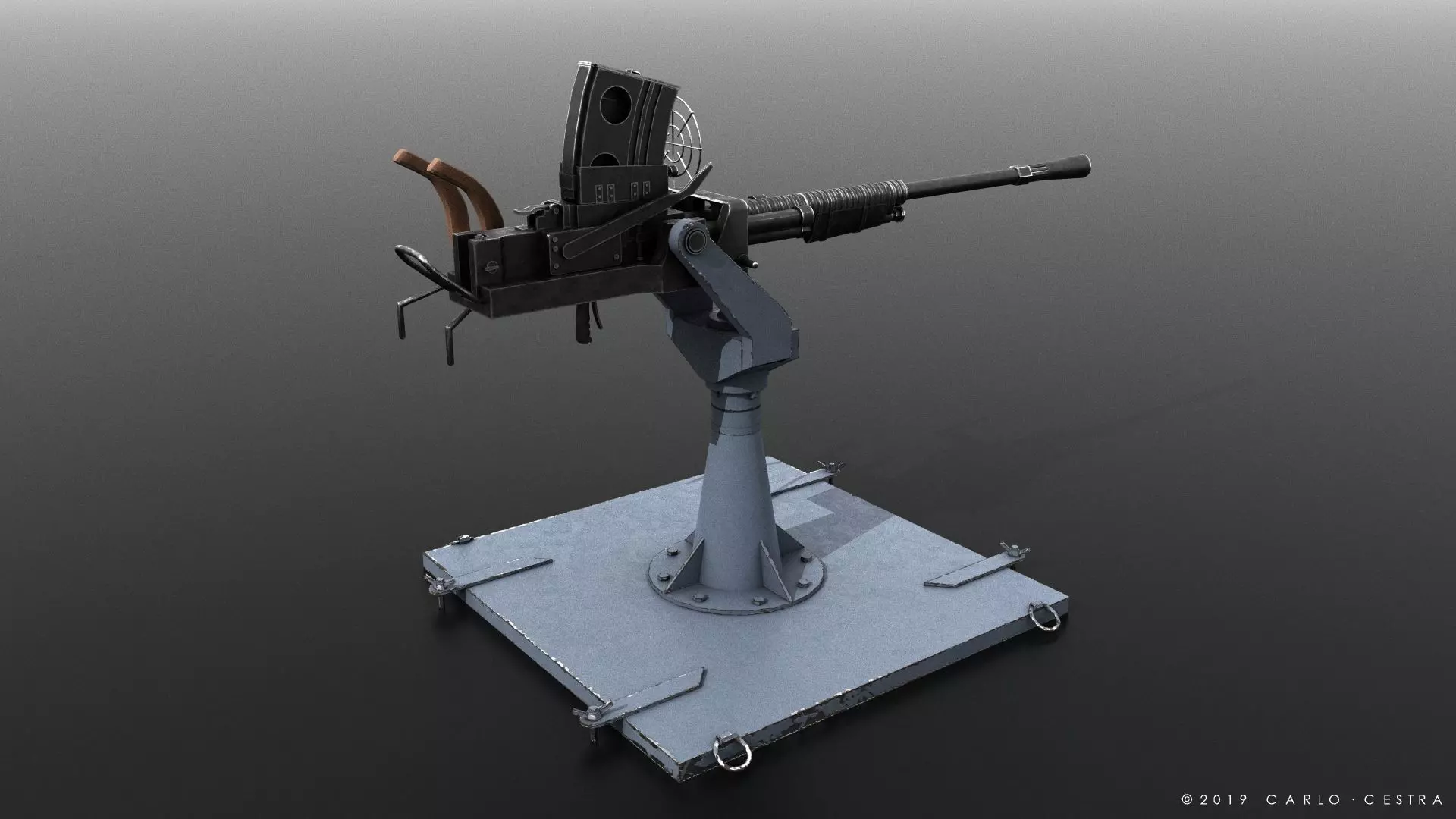 Type 96 - 25mm AT-AA Japanese single gun Low-poly 3D model_0