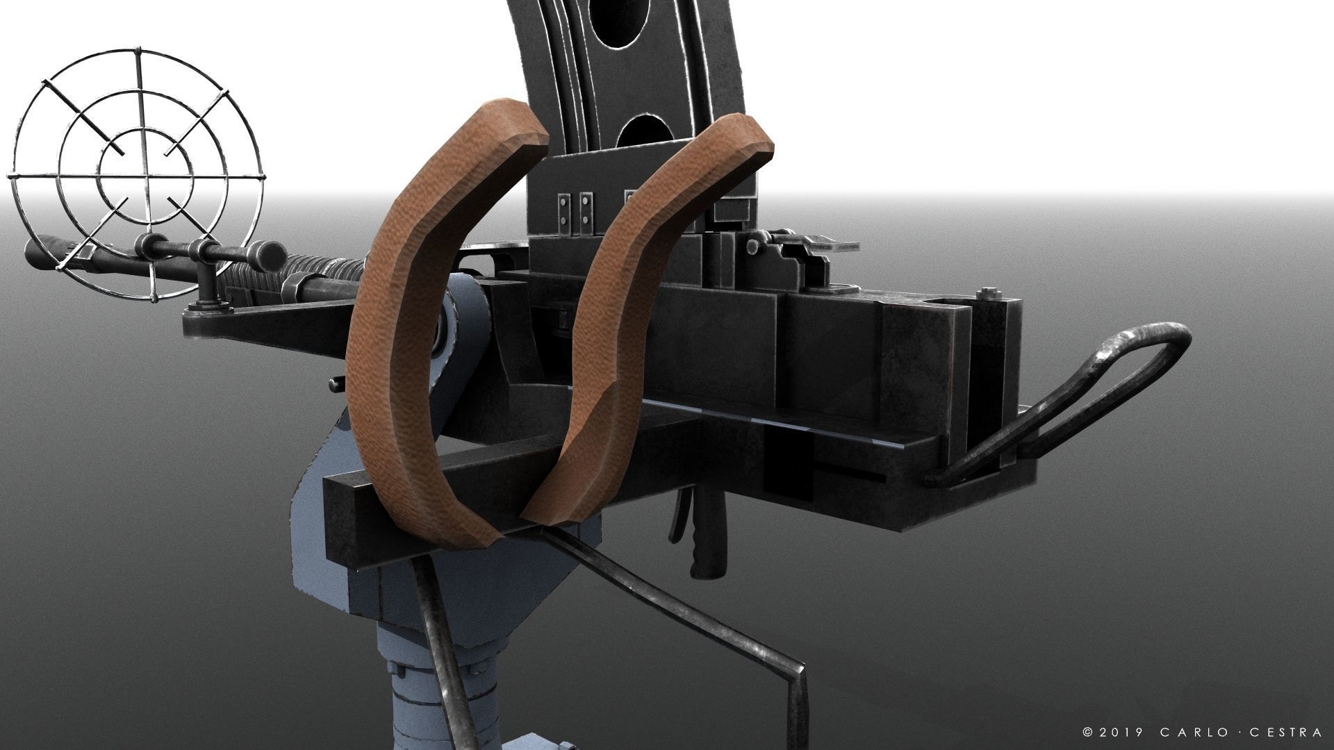 Type 96 - 25mm AT-AA Japanese single gun Low-poly 3D model_6