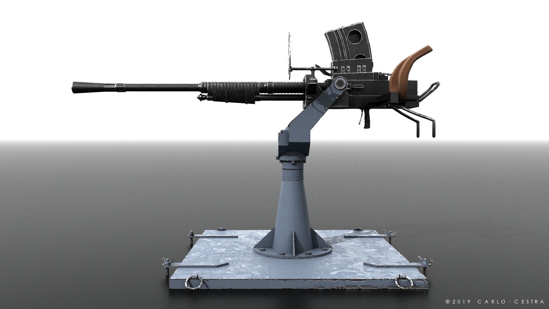Type 96 - 25mm AT-AA Japanese single gun Low-poly 3D model_10