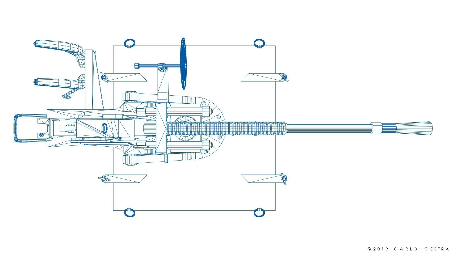 Type 96 - 25mm AT-AA Japanese single gun Low-poly 3D model_45