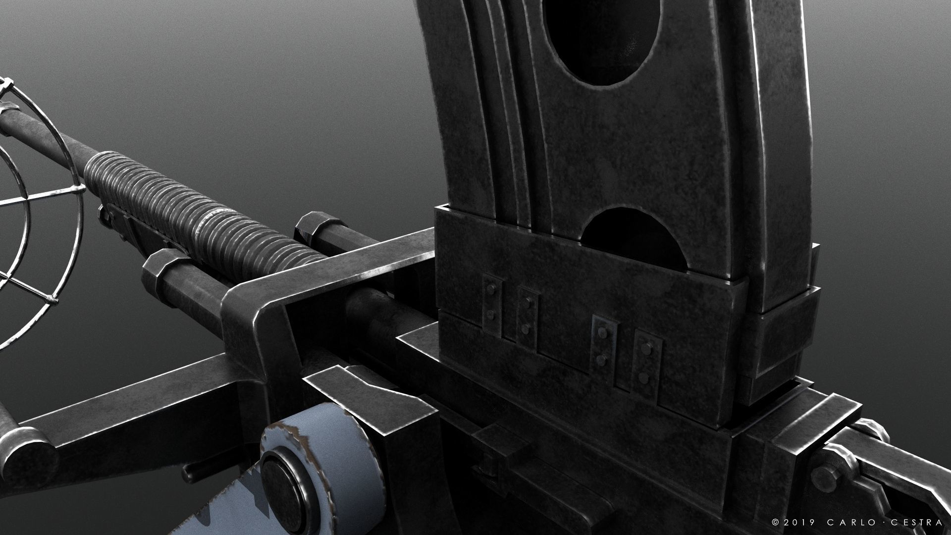 Type 96 - 25mm AT-AA Japanese single gun Low-poly 3D model_7