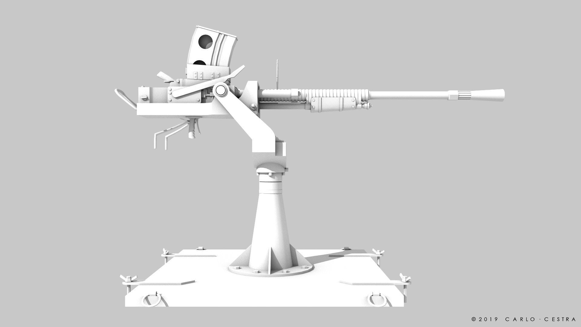 Type 96 - 25mm AT-AA Japanese single gun Low-poly 3D model_27