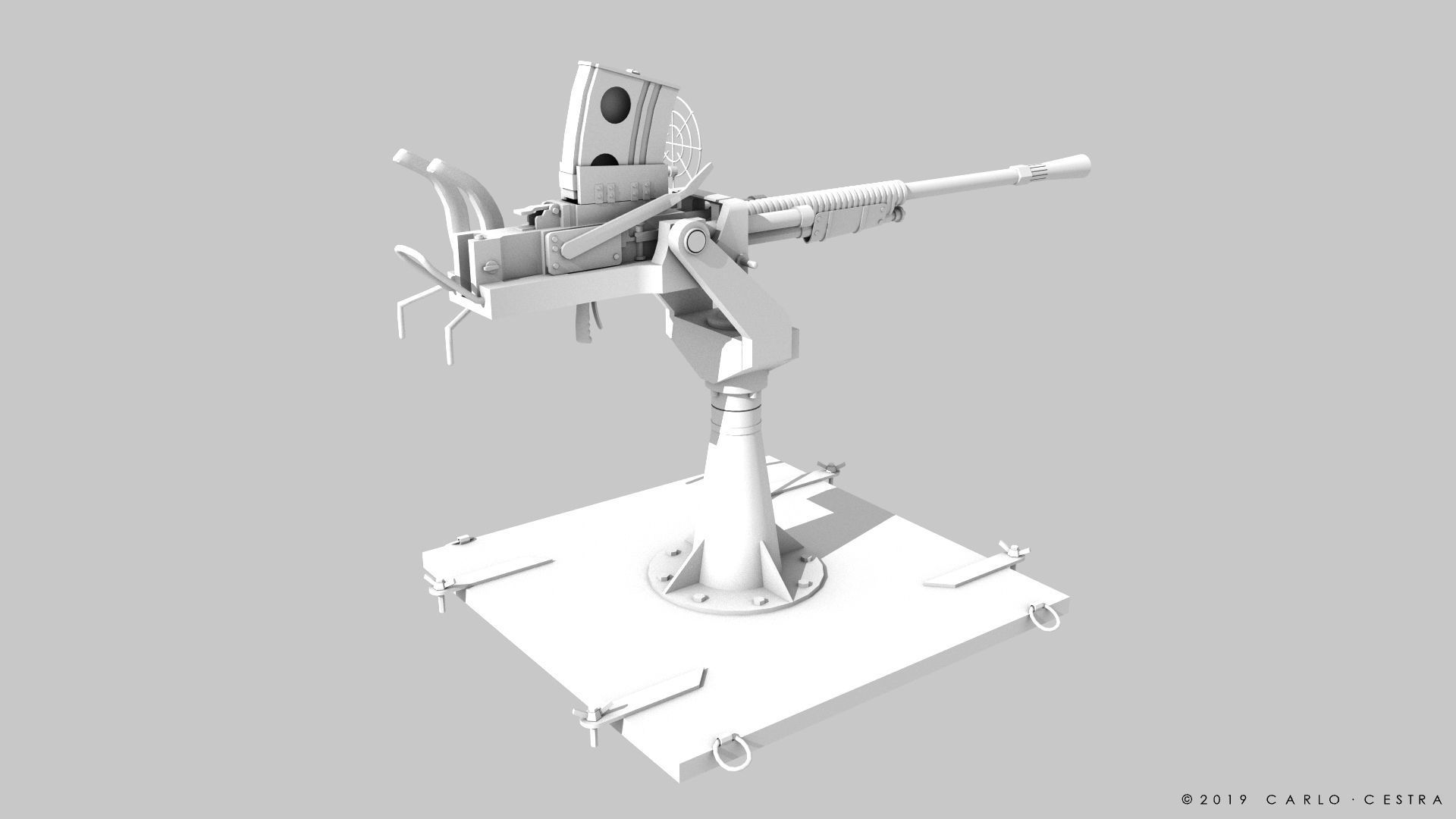 Type 96 - 25mm AT-AA Japanese single gun Low-poly 3D model_16