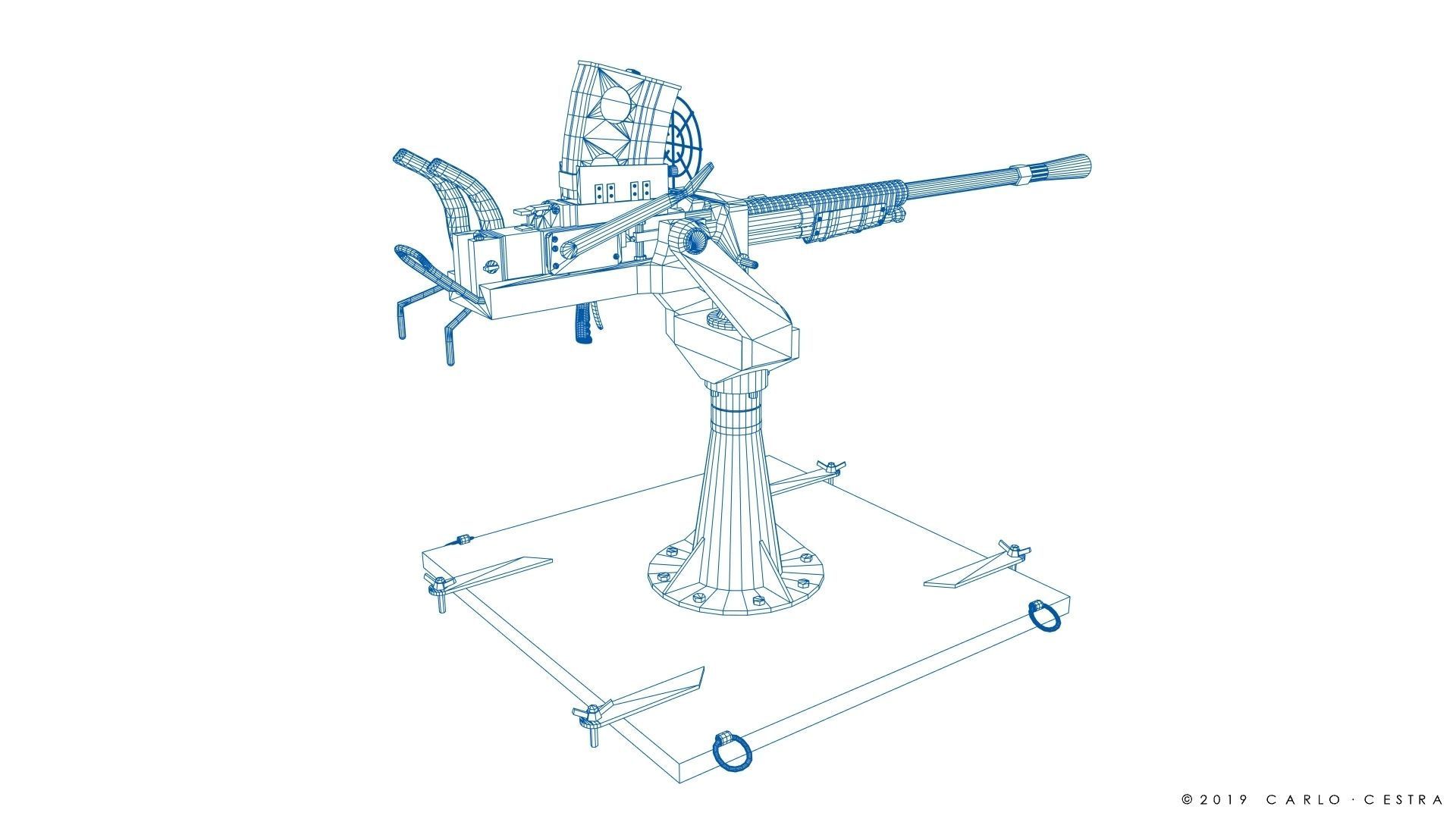 Type 96 - 25mm AT-AA Japanese single gun Low-poly 3D model_31