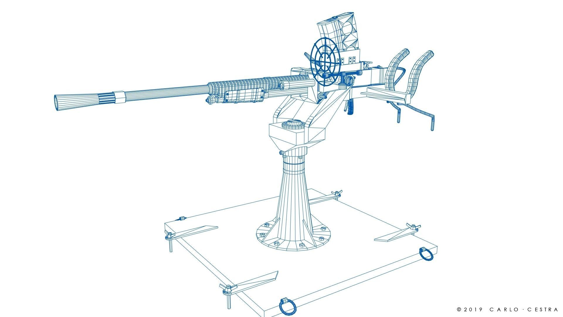 Type 96 - 25mm AT-AA Japanese single gun Low-poly 3D model_33