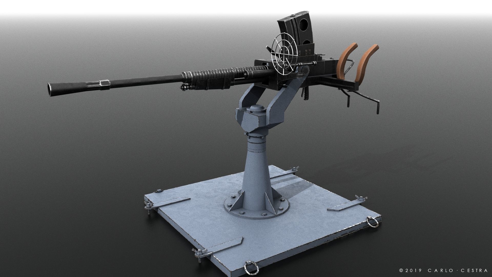 Type 96 - 25mm AT-AA Japanese single gun Low-poly 3D model_2