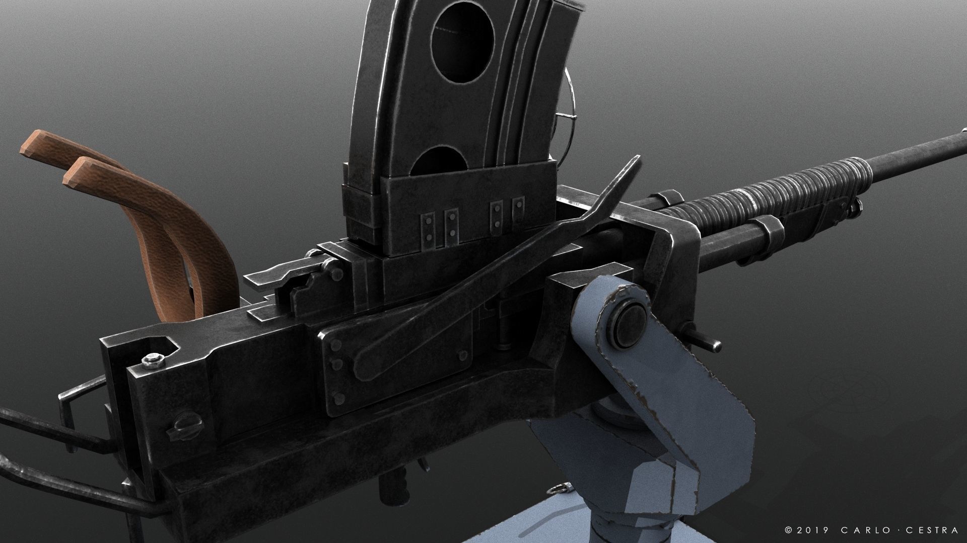 Type 96 - 25mm AT-AA Japanese single gun Low-poly 3D model_4