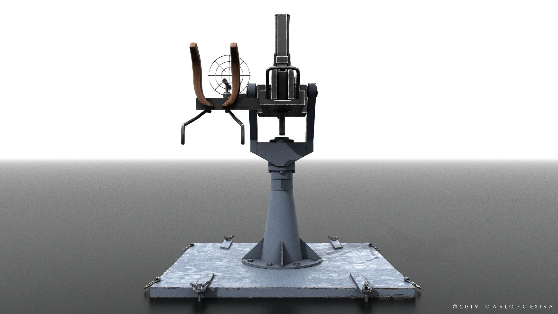 Type 96 - 25mm AT-AA Japanese single gun Low-poly 3D model_13