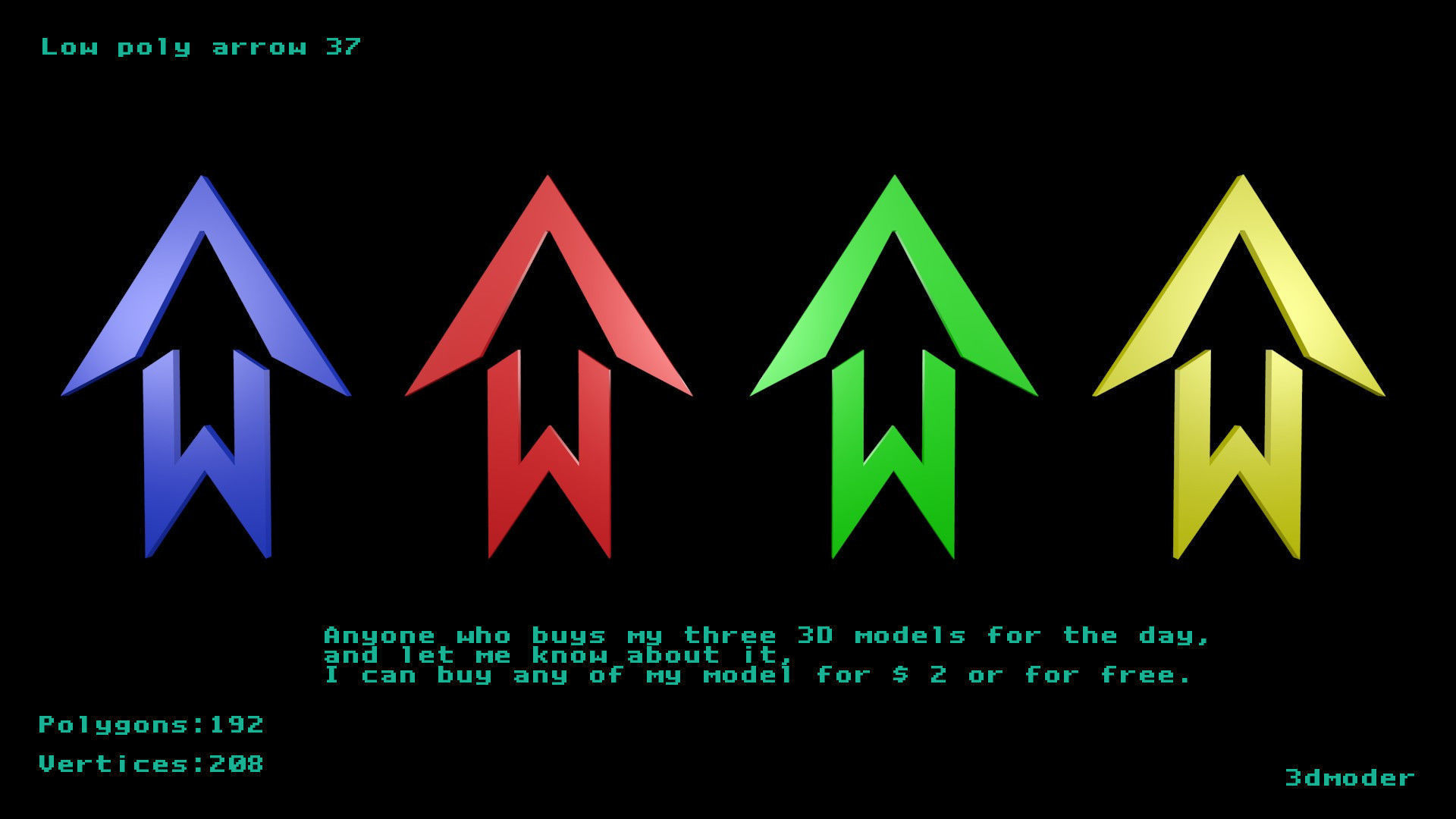 Low poly arrow 37 Low-poly 3D model_0