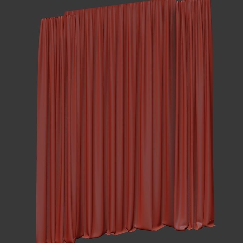 Beige curtains with beige tulle 3D model_4