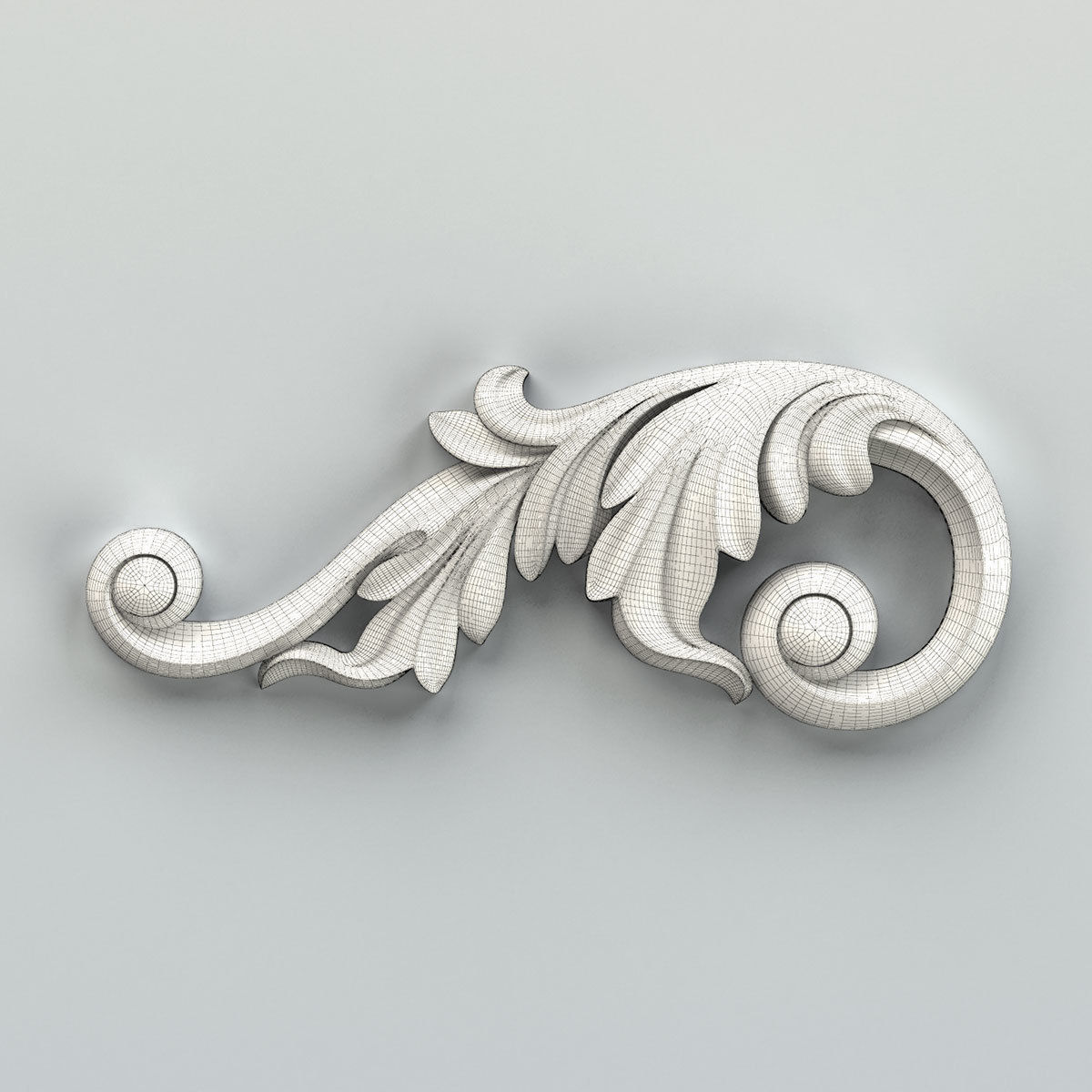 Carved decor corner 011 3D model_7