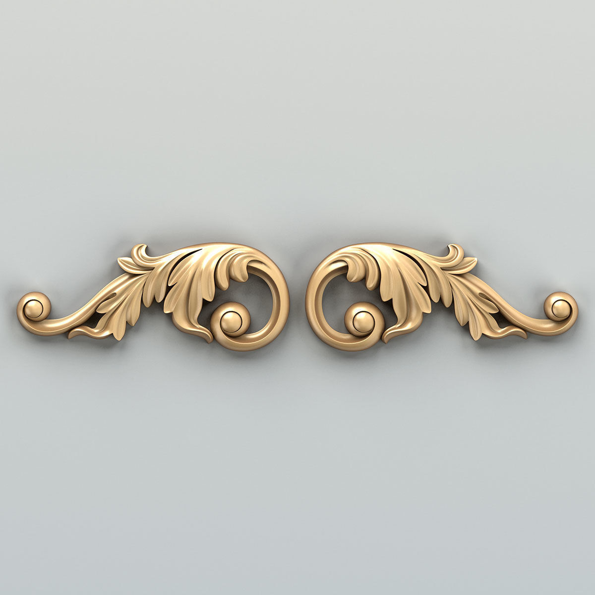 Carved decor corner 011 3D model_3