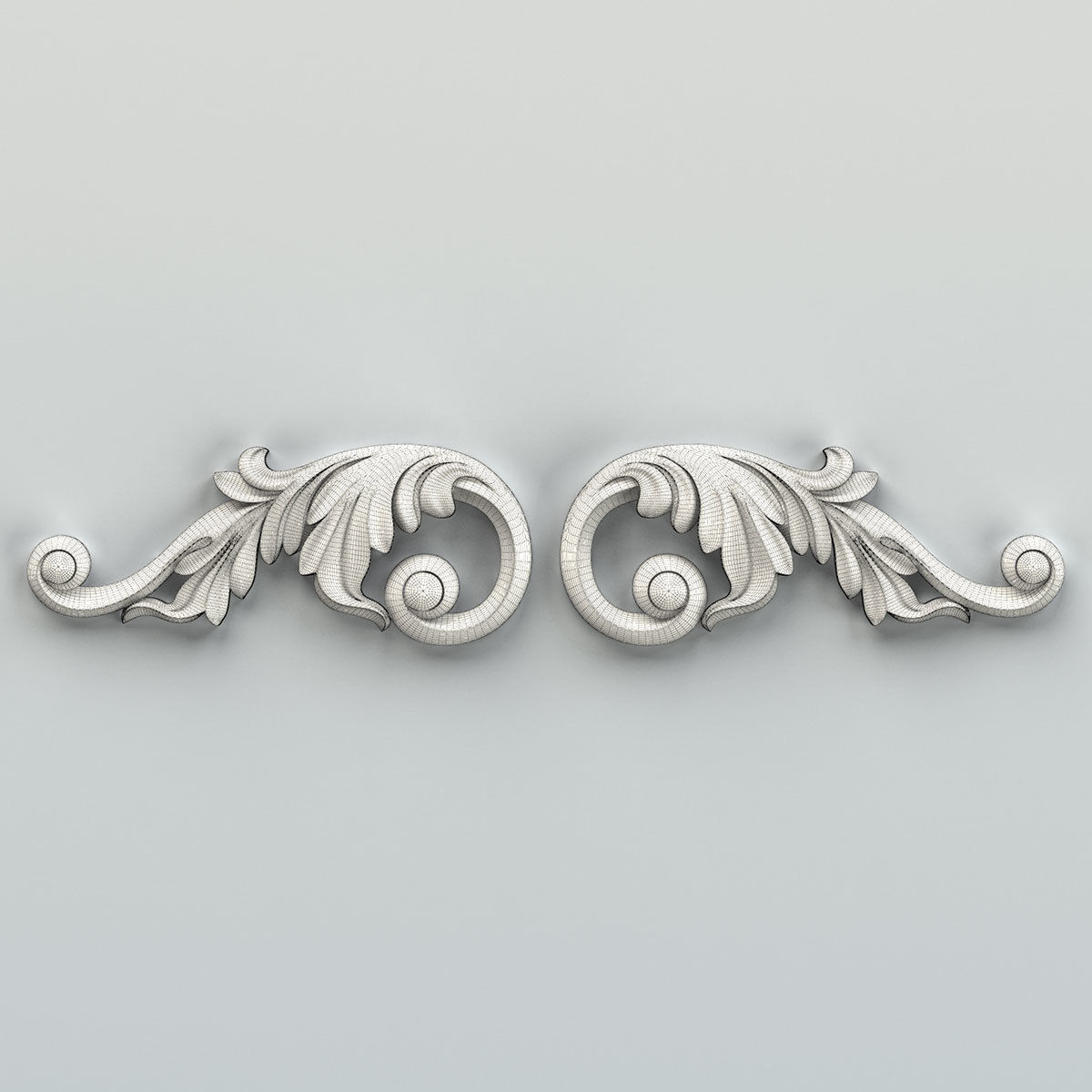 Carved decor corner 011 3D model_8