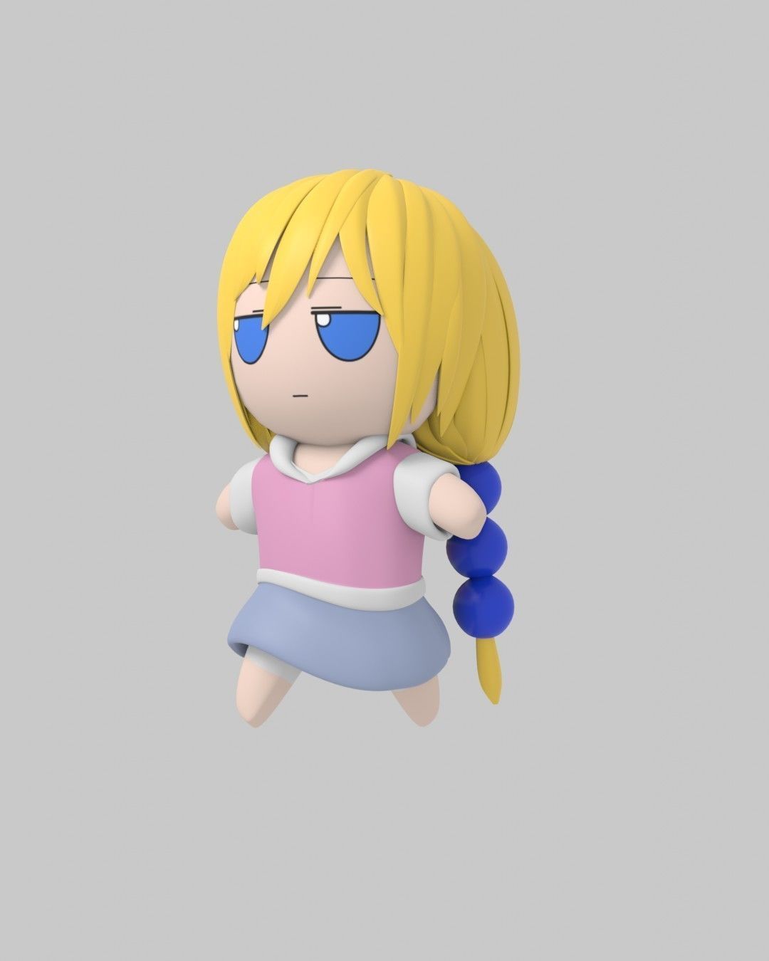 Cute Blond girl plush 3D model_1