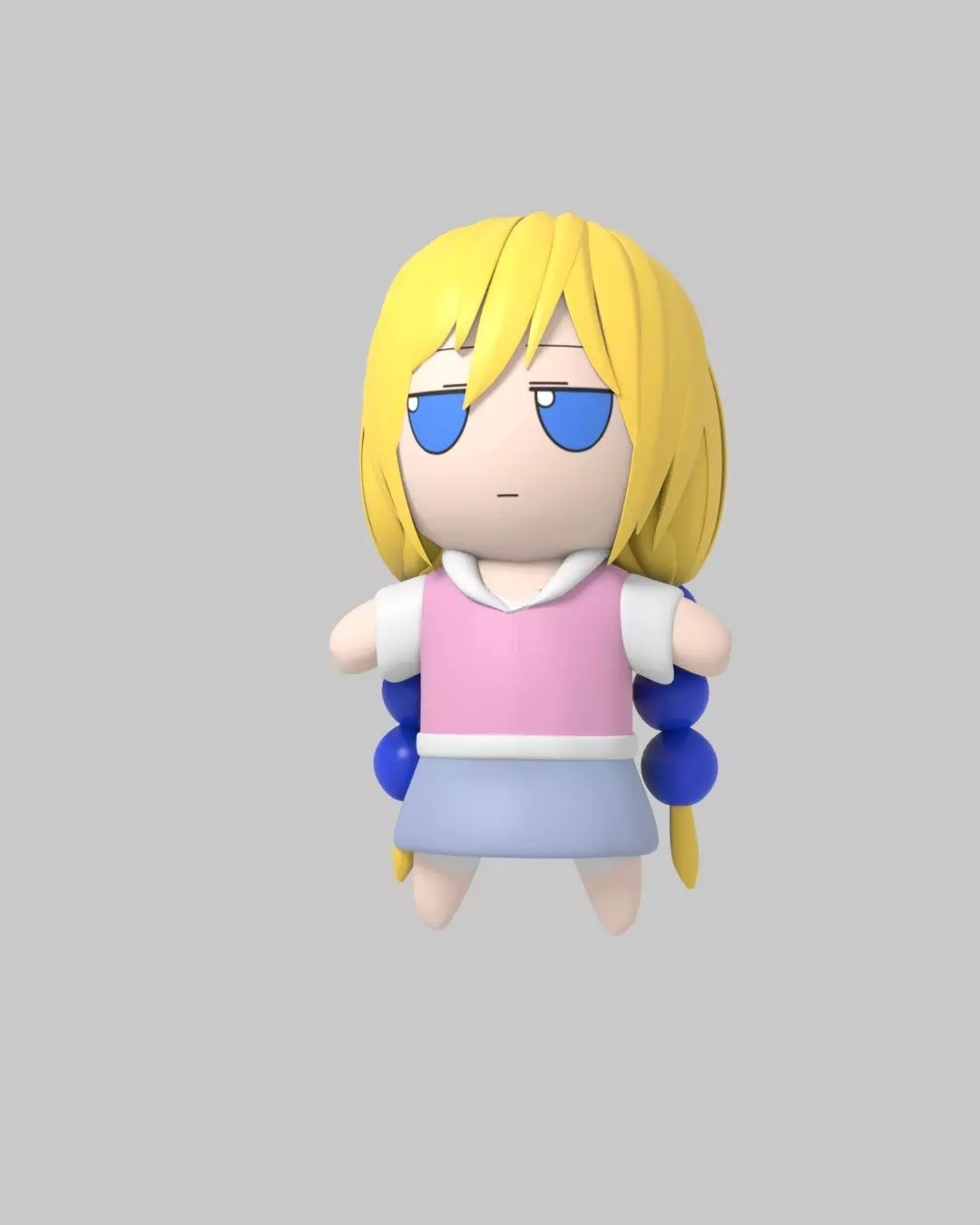 Cute Blond girl plush 3D model_0