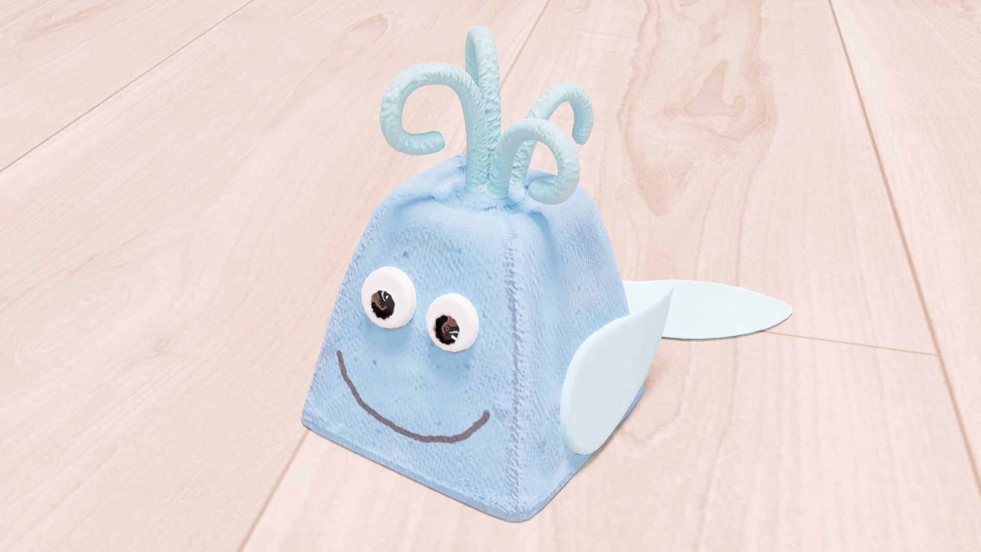 Handcrafted fun childrens eggbox characters Low-poly 3D model_11