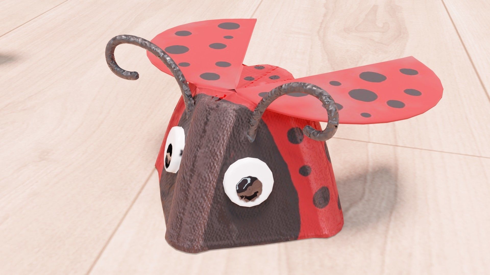 Handcrafted fun childrens eggbox characters Low-poly 3D model_3