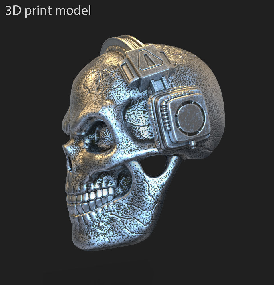 skull pendant jewelry with headphone vol3 3D print model_2