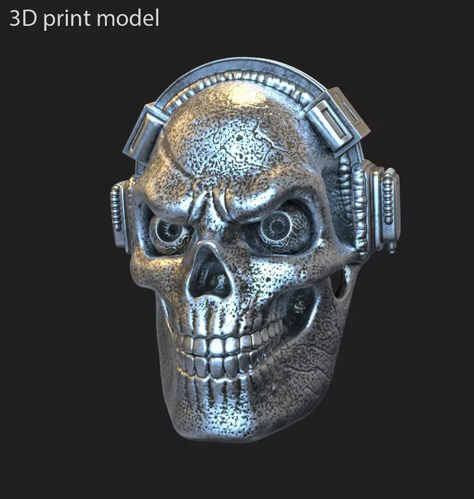 skull pendant jewelry with headphone vol3 3D print model_0