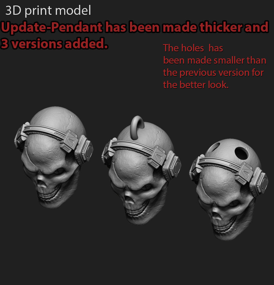 skull pendant jewelry with headphone vol3 3D print model_9