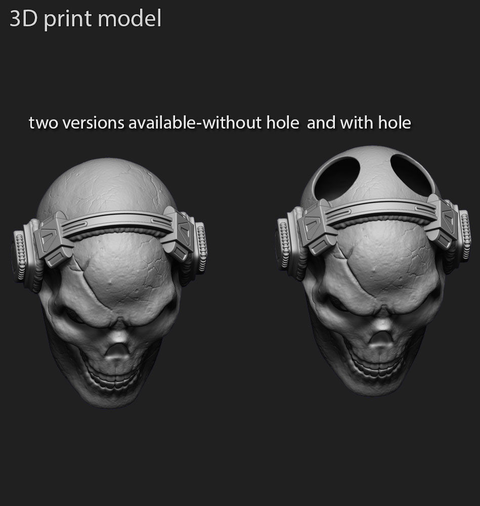 skull pendant jewelry with headphone vol3 3D print model_8