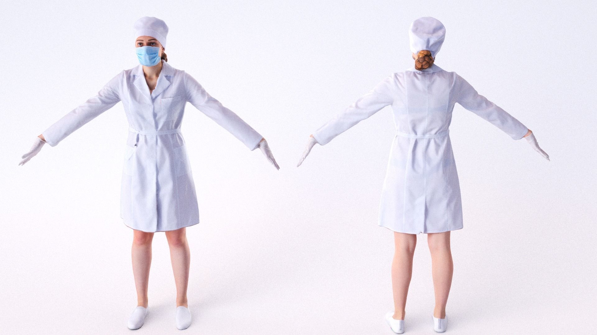 Scan rigged female medical nurse 01 Low-poly 3D model_5