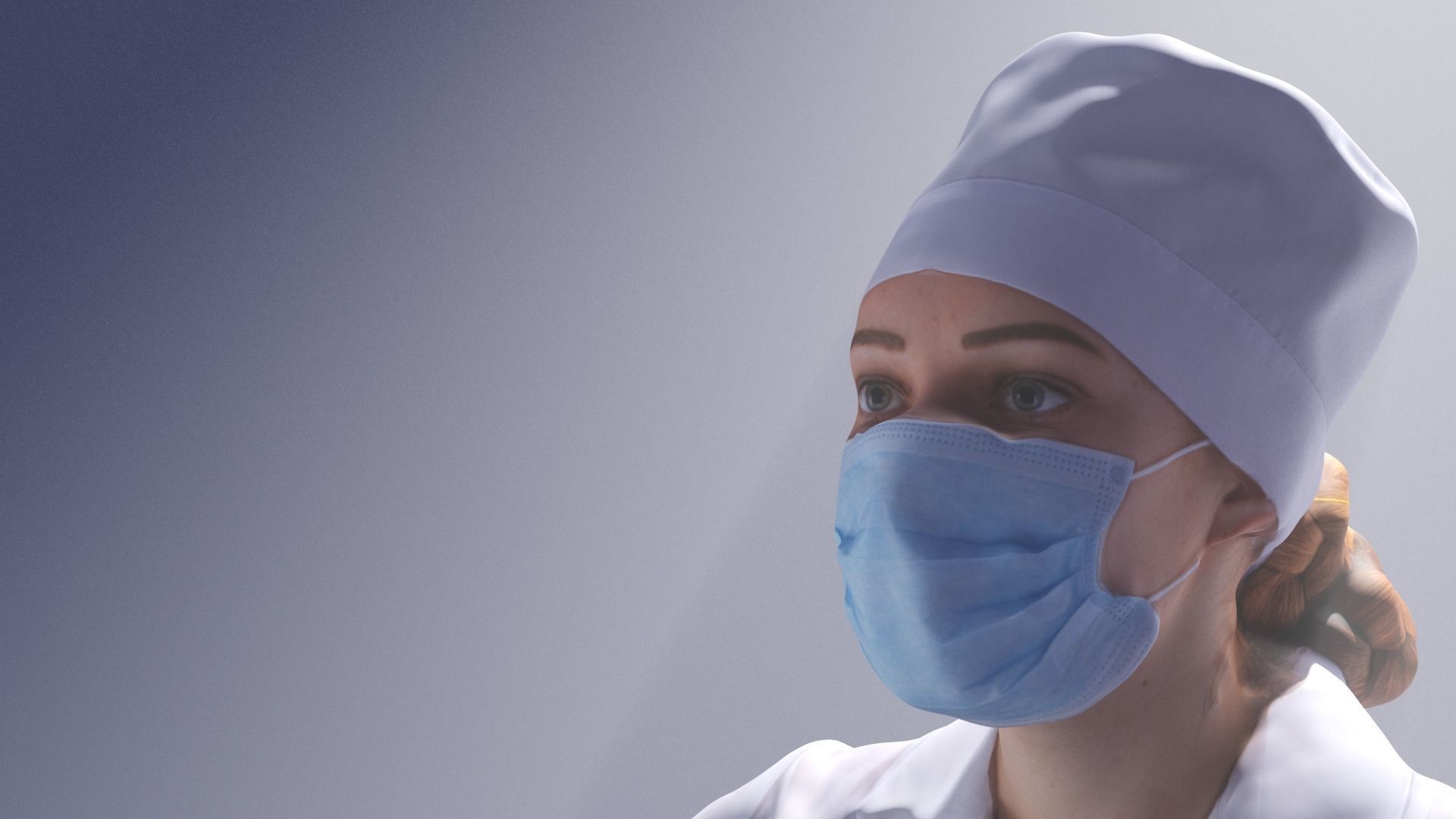 Scan rigged female medical nurse 01 Low-poly 3D model_9