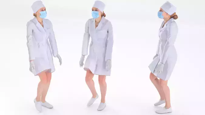 Scan rigged female medical nurse 01 Low-poly 3D model