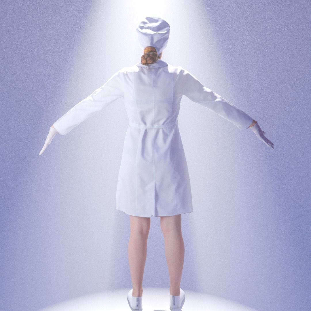 Scan rigged female medical nurse 01 Low-poly 3D model_8