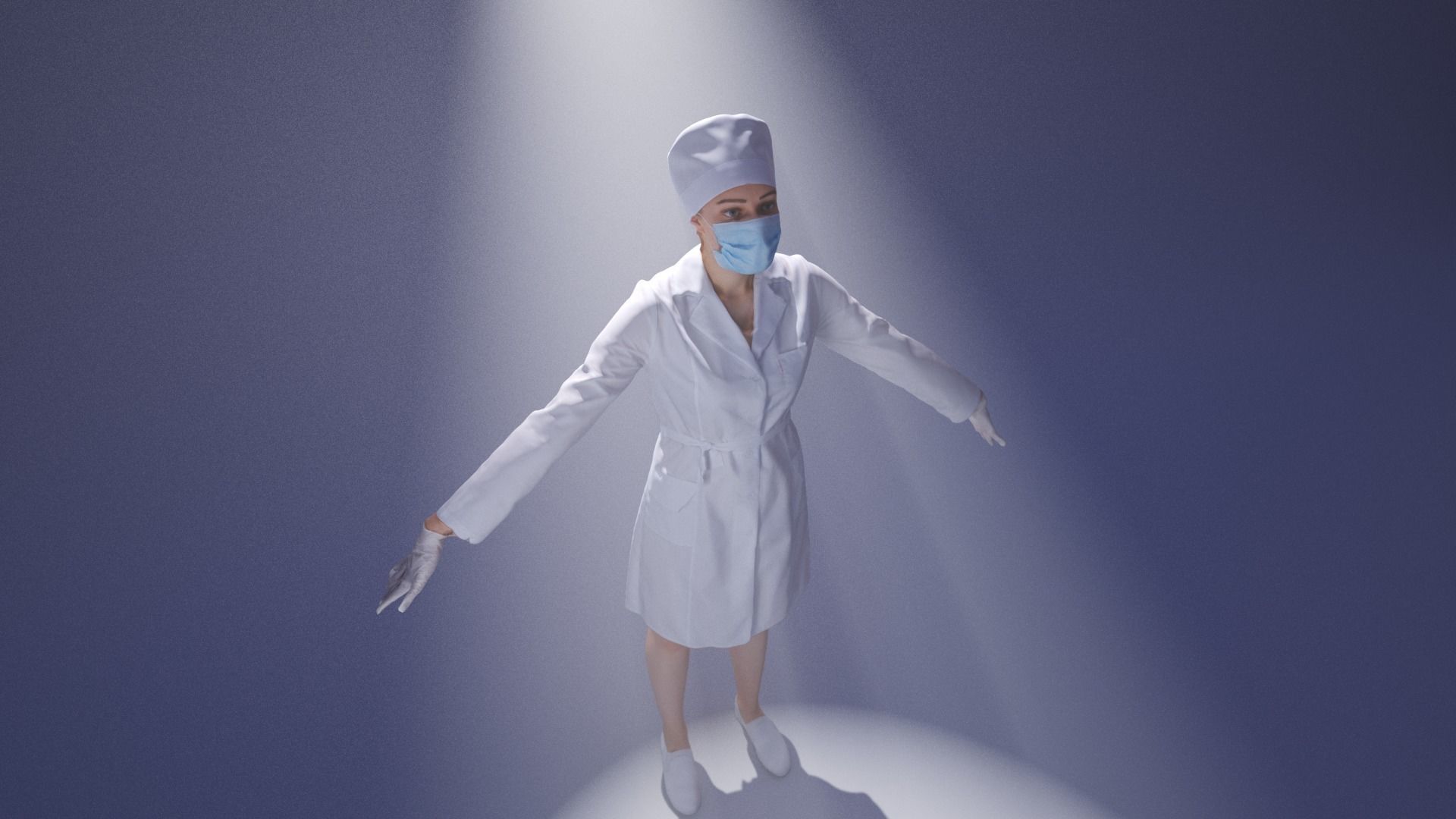 Scan rigged female medical nurse 01 Low-poly 3D model_6