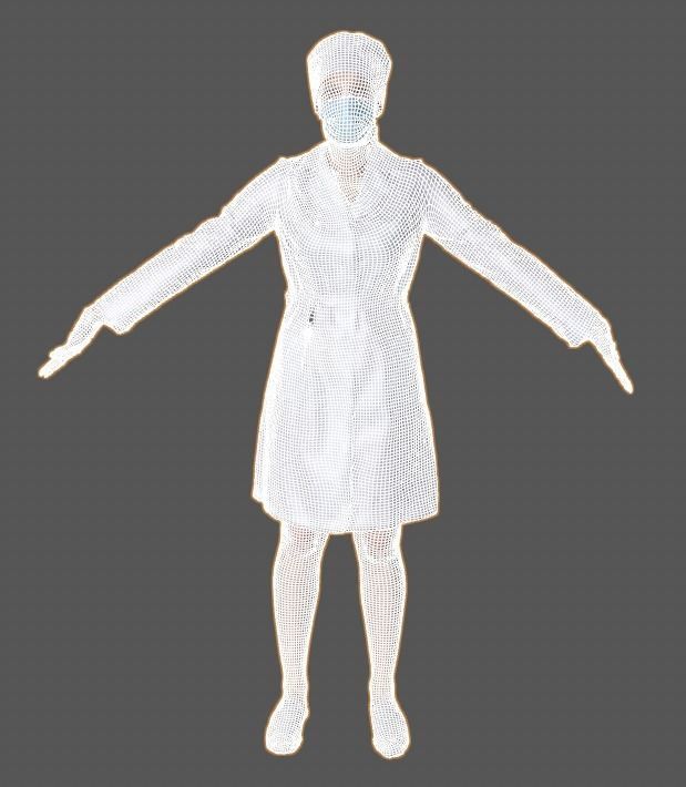 Scan rigged female medical nurse 01 Low-poly 3D model_4