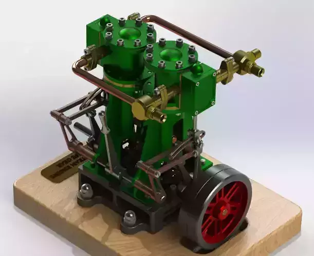 VERTICAL TWIN STEAM ENGINE - WITH REVERSE GEAR 3D model