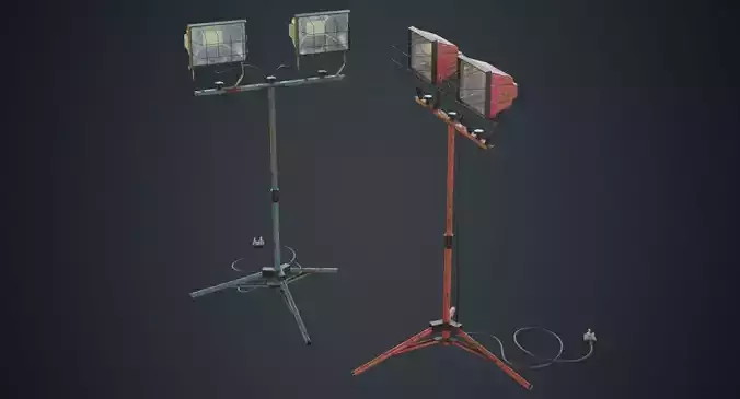 Mobile Construction Light 1B Low-poly 3D model