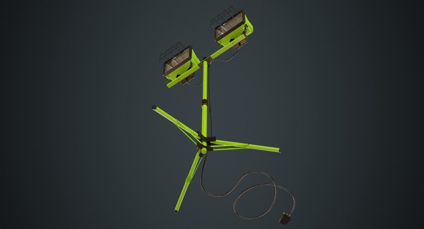 Mobile Construction Light 1 Untextured 3D model_4