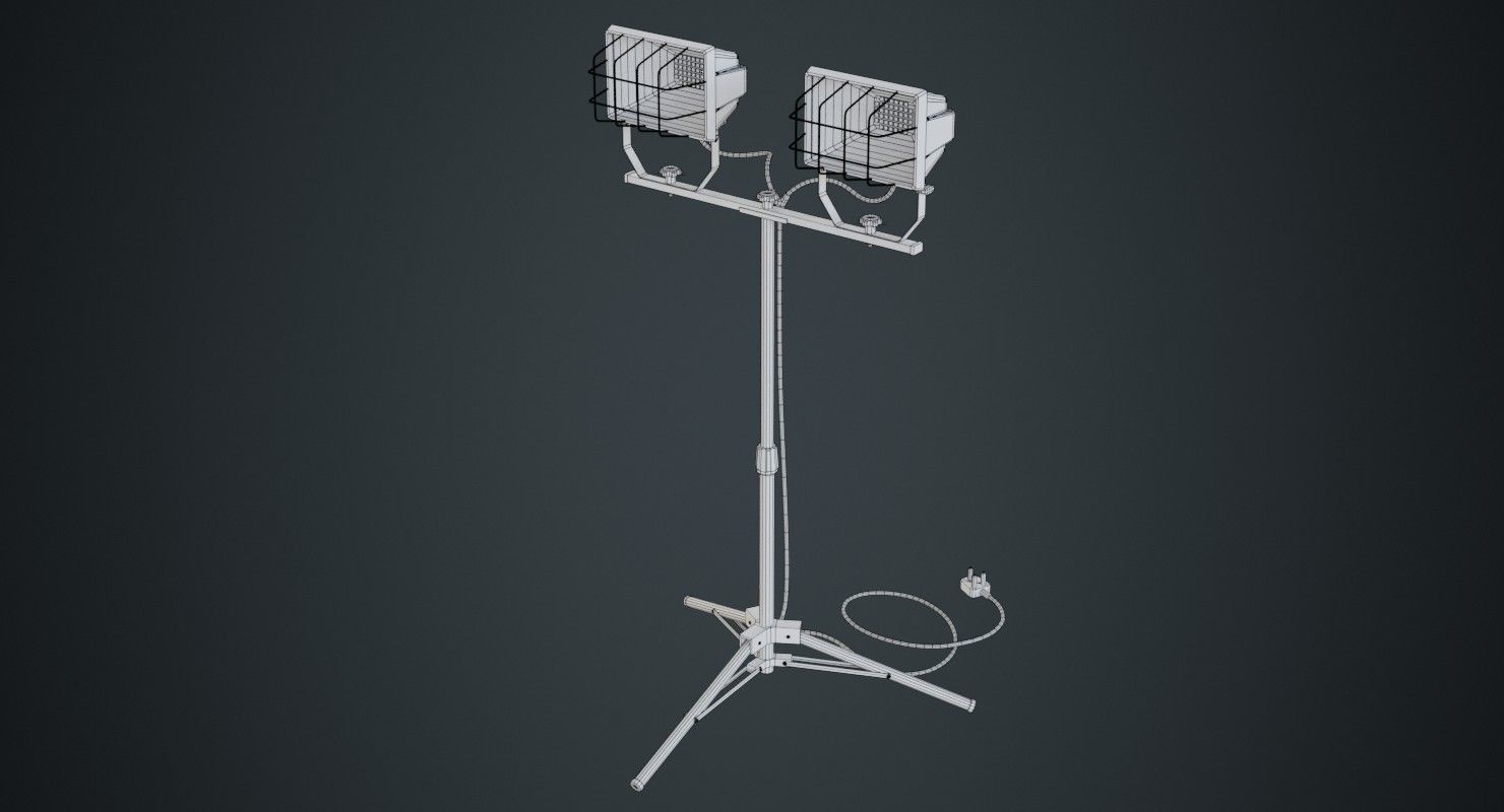 Mobile Construction Light 1 Untextured 3D model_7