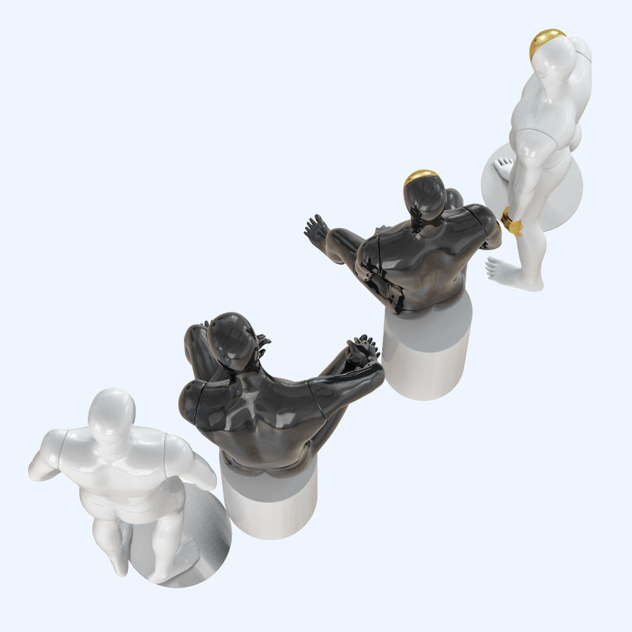 Four abstract male mannequins 32 3D model_3