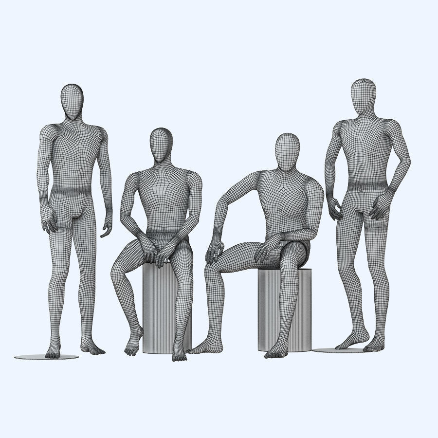 Four abstract male mannequins 32 3D model_5