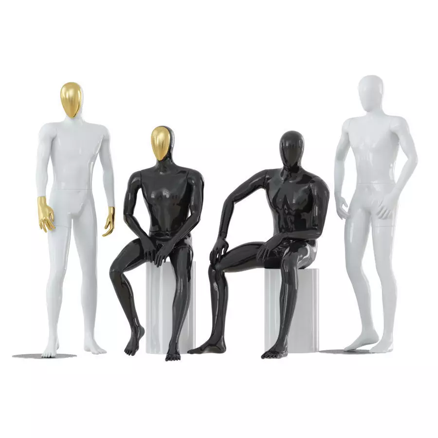 Four abstract male mannequins 32 3D model_0