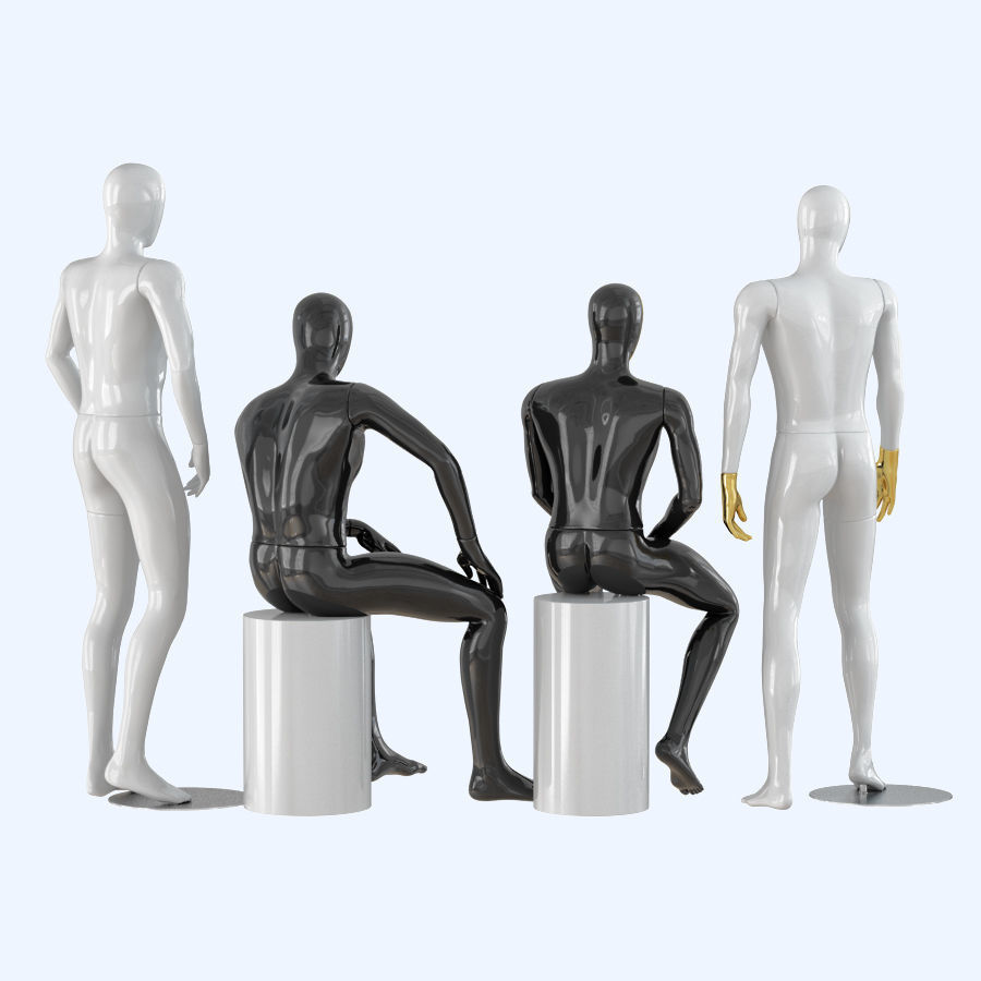 Four abstract male mannequins 32 3D model_4