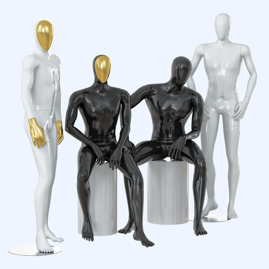 Four abstract male mannequins 32 3D model_1